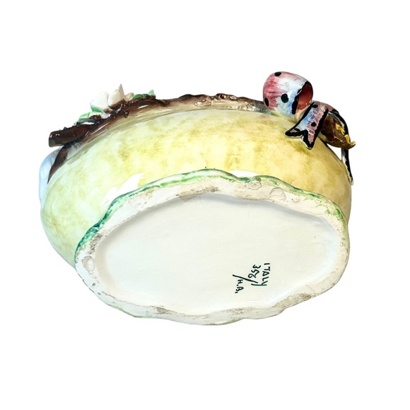 Italian handcrafted porcelain bird miniature planter. Charming cottage decor. - Picture 6 of 9